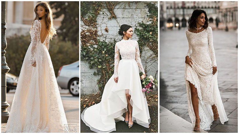 Дизайнерские свадебные платья с длинным рукавом 