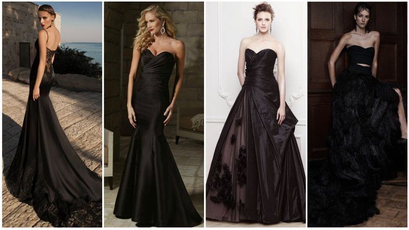 Варианты модных и красивых черных свадебных платьев