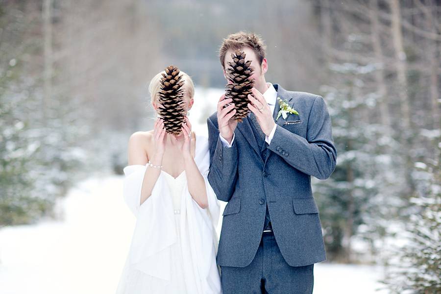 Фотосессия зимней свадьбы