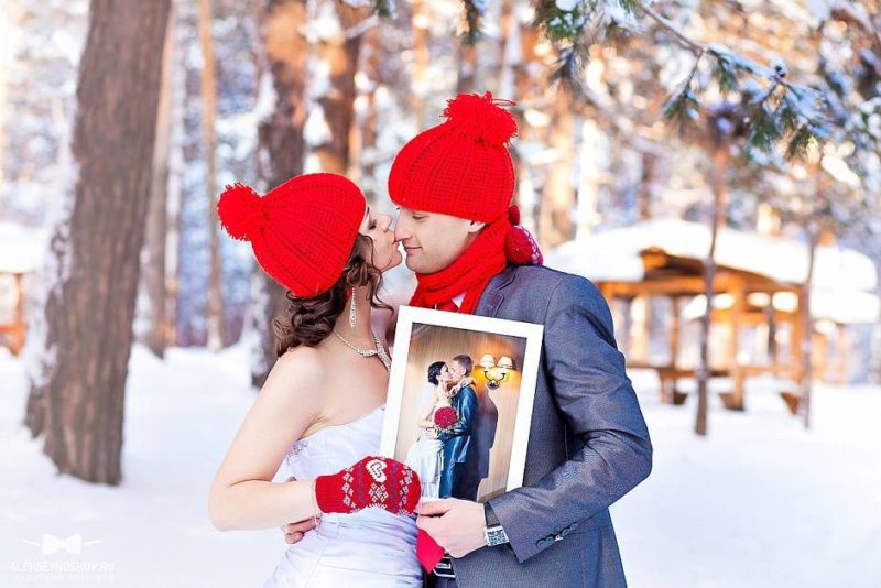 Фотосессия зимней свадьбы