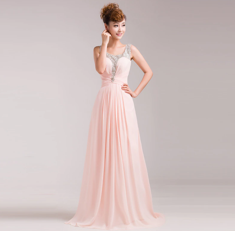 Невеста в розовом платье А-силуэт