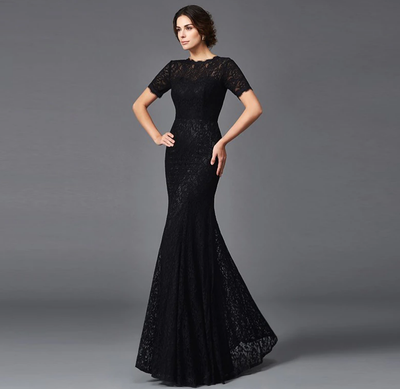 Черное кружевное свадебное платье 2023