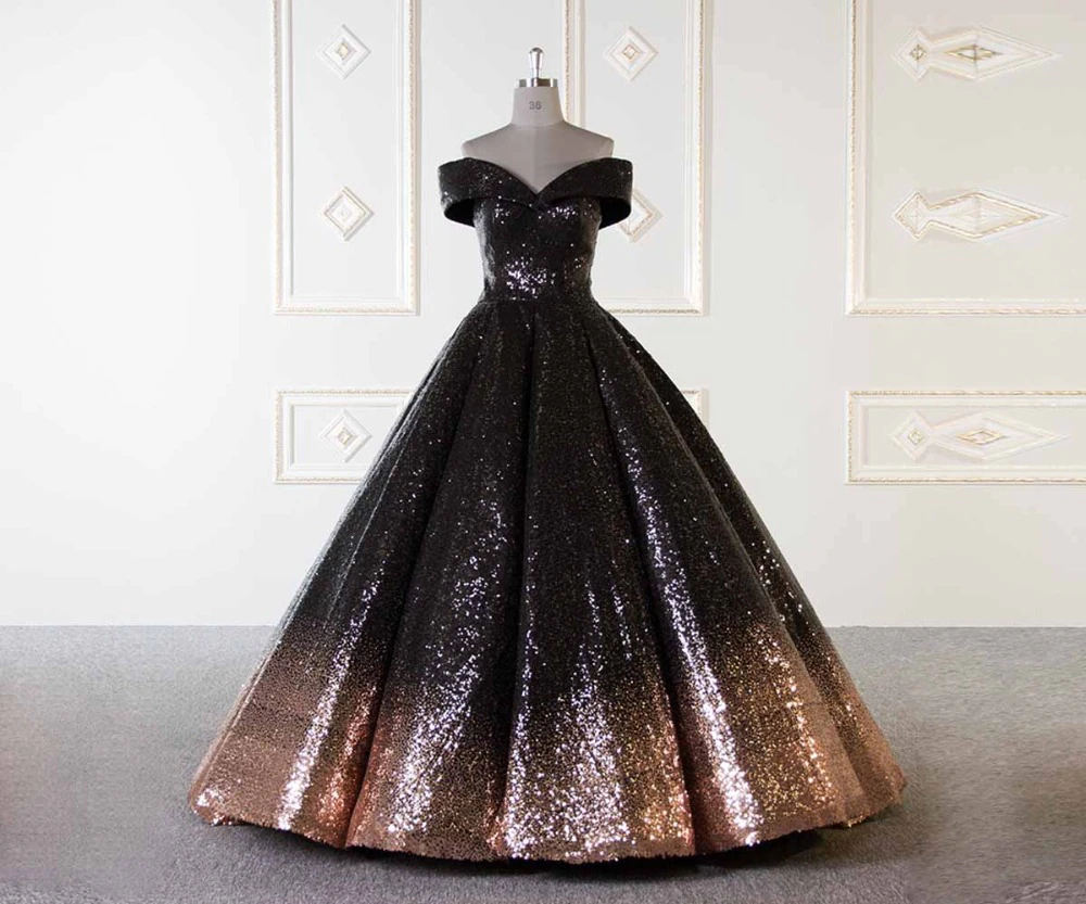 черное платье с золотым свадебное