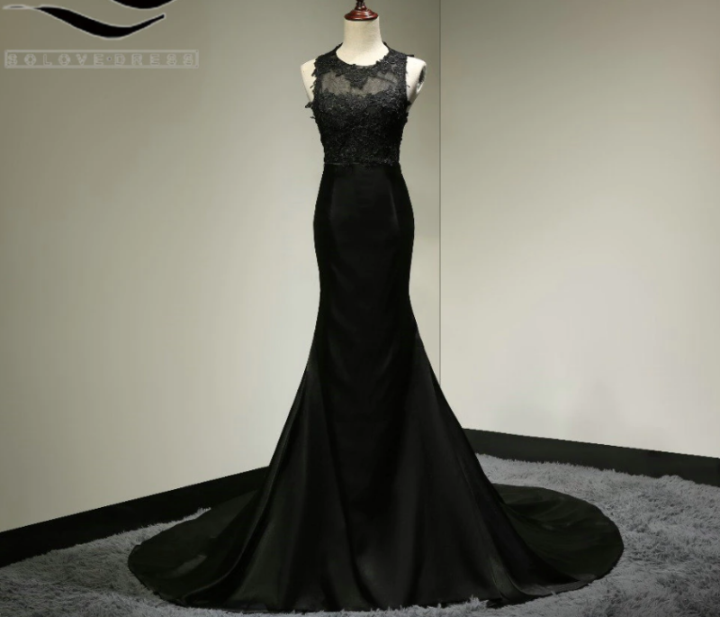 Черное свадебное платье в бельевом стиле 2023