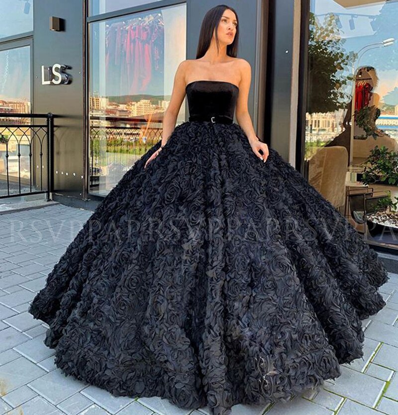 Черное свадебное платье пышное 2023