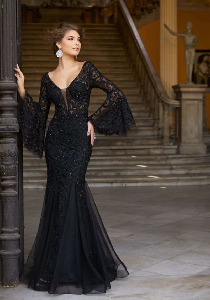 Черное свадебное кружевное платье