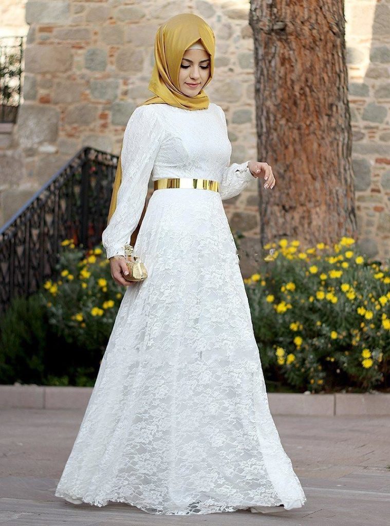Мусульманское свадебное платье А-силуэт