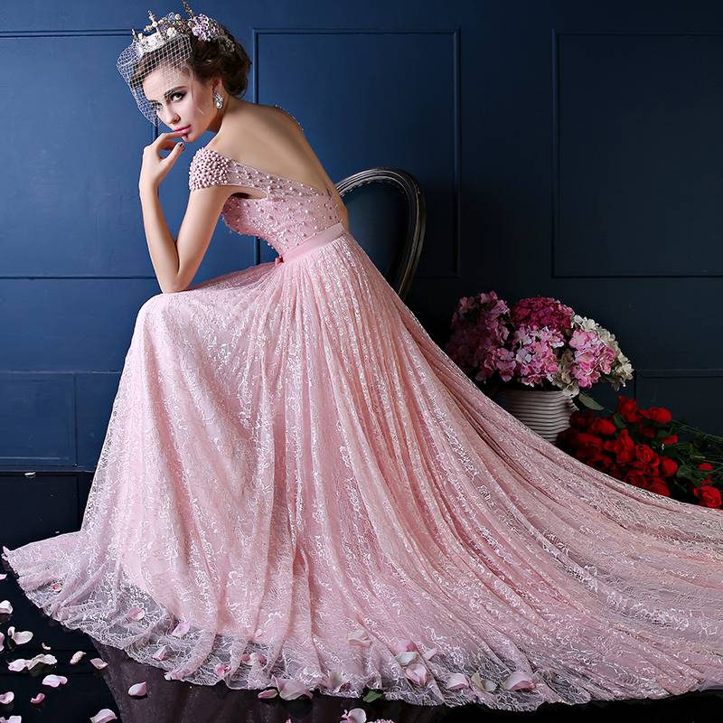 Розовое платье свадебное