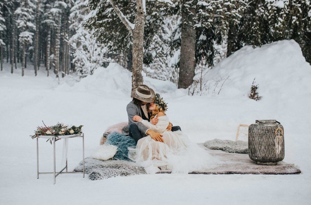 Свадьба в стиле бохо зимой