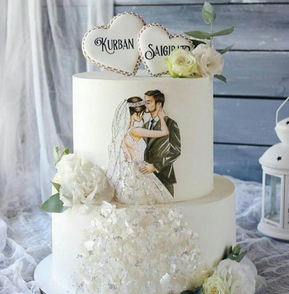 Свадебный торт с рисунком