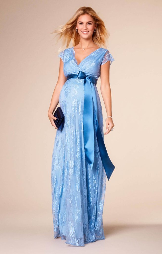 Свадебное платье для беременной невесты голубое