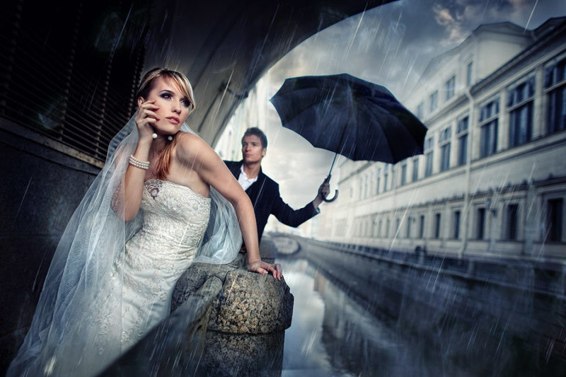 Свадебная фотосессия в дождь