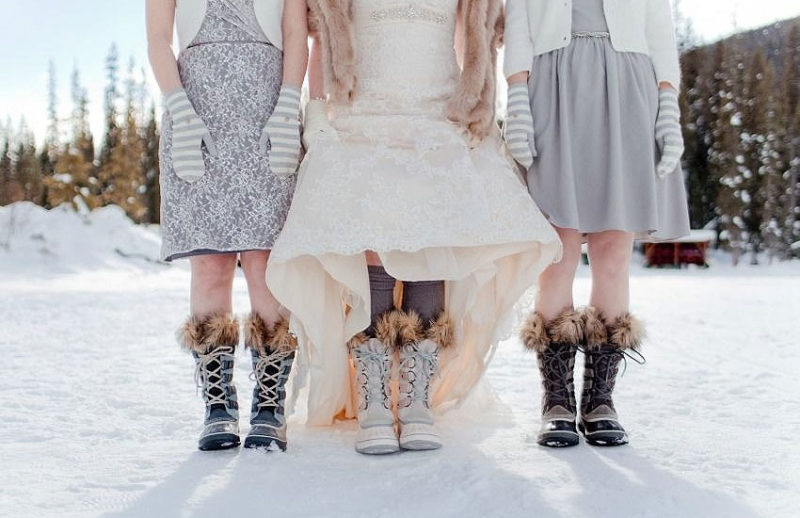 Зимний образ невесты обувь